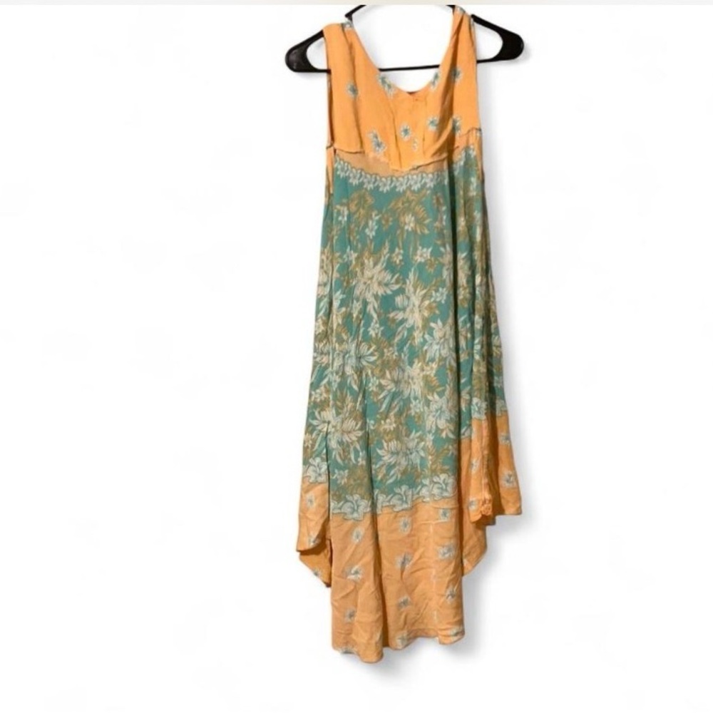 Floral Sleeveless Dress in Green and Orange